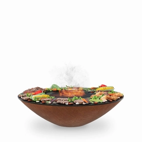 Arteflame 40 inch Fire Pit With Cooktop AFCL40NB stainless steel BBQ grill with side table