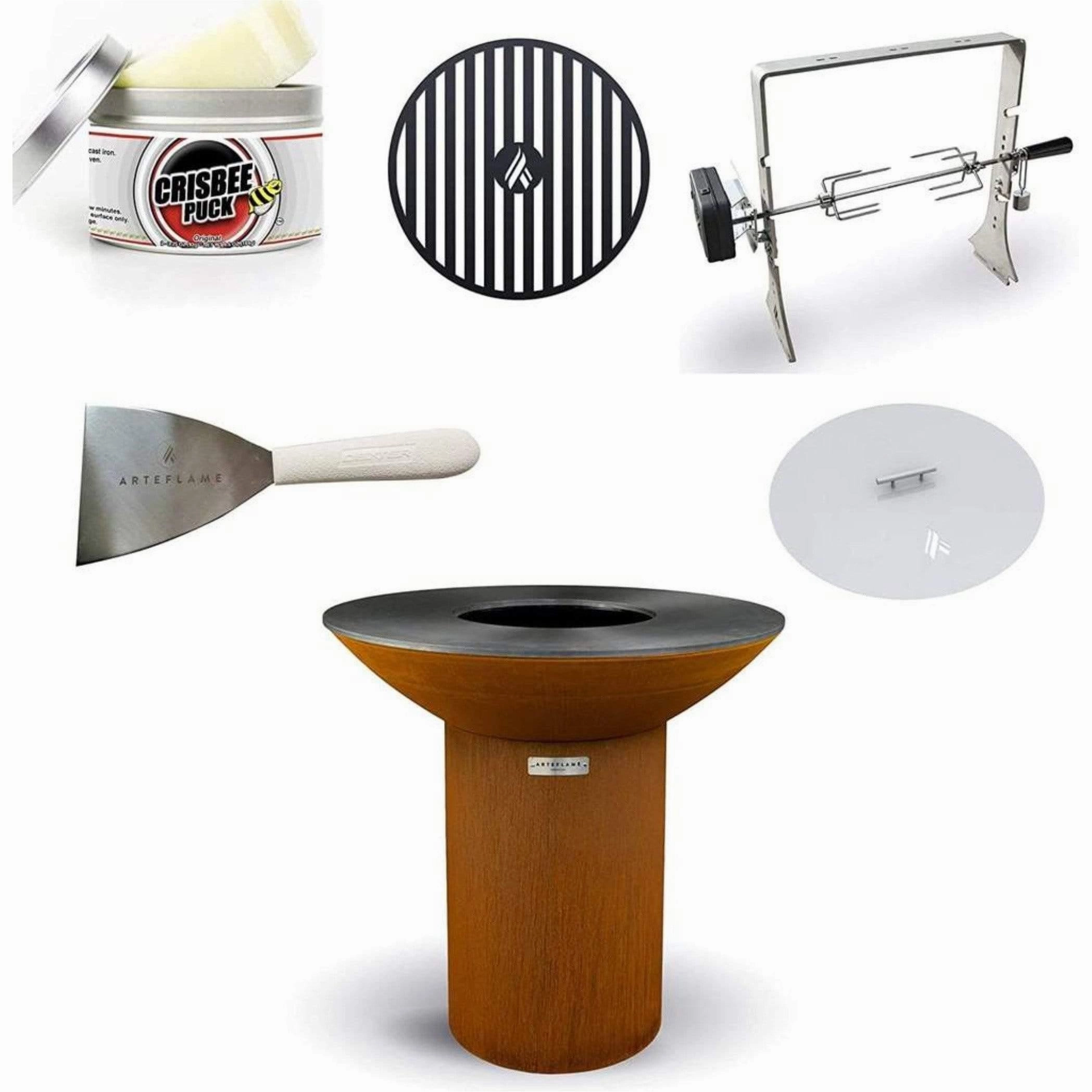 Arteflame Classic 40" Grill - High Round Base with 5 Grilling Accessories portable BBQ grills with wheels