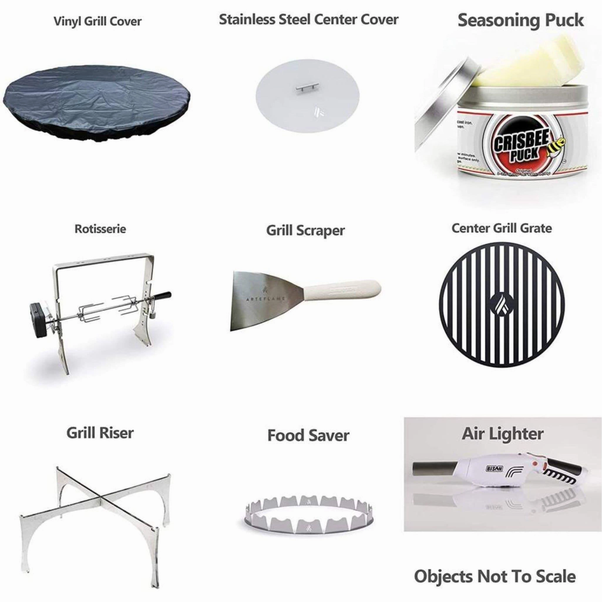 Arteflame Classic 40" Grill - Low Round Base with 10 Grilling Accessories