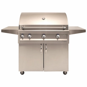 Artisan 36-Inch 3-Burner Professional Freestanding Gas Grill With Rotisserie & Light ARTP-36C-NG/LP stainless steel BBQ grill with side table
