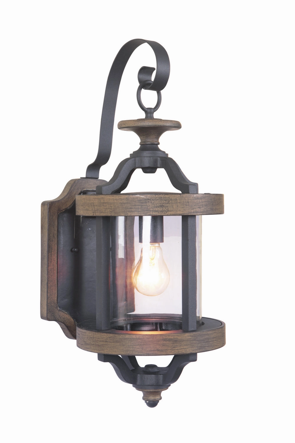 Ashwood One Light Outdoor Wall Lantern Textured Black/Whiskey Barrel