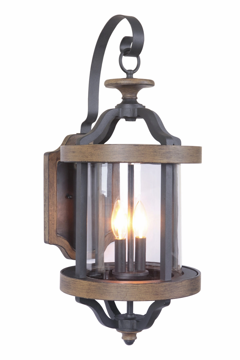 Ashwood Two Light Outdoor Wall Lantern Textured Black/Whiskey Barrel