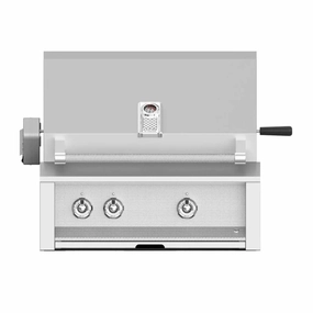 Aspire by Hestan 30-Inch Liquid Propane Gas Grill, with Burner,Sear and Rotisserie EMBR30-LP stainless steel BBQ grill with side table