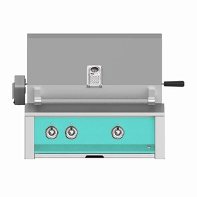 Aspire by Hestan 30 inch Liquid Propane Gas Grill with Burners and Rotisserie EABR30-LP-TQ stainless steel BBQ grill with side table