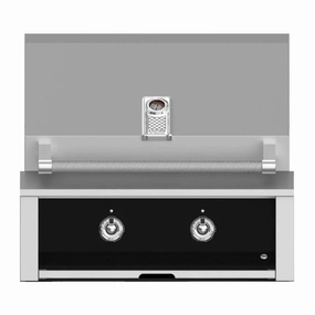 Aspire by Hestan 30 inch Liquid Propane Grill with U Burner and Sear EMB30-LP-BK stainless steel BBQ grill with side table