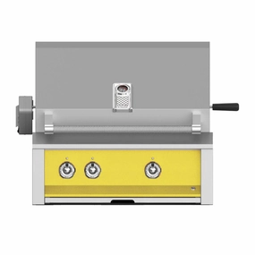 Aspire by Hestan 30-Inch Natural Gas Grill with Burner and Sear Rotisserie EMBR30-NG-YW stainless steel BBQ grill with side table