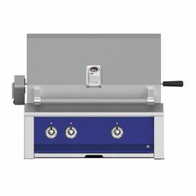 Aspire by Hestan 30-Inch Natural Gas Grill with Burners and Rotisserie EABR30-NG-BU stainless steel BBQ grill with side table