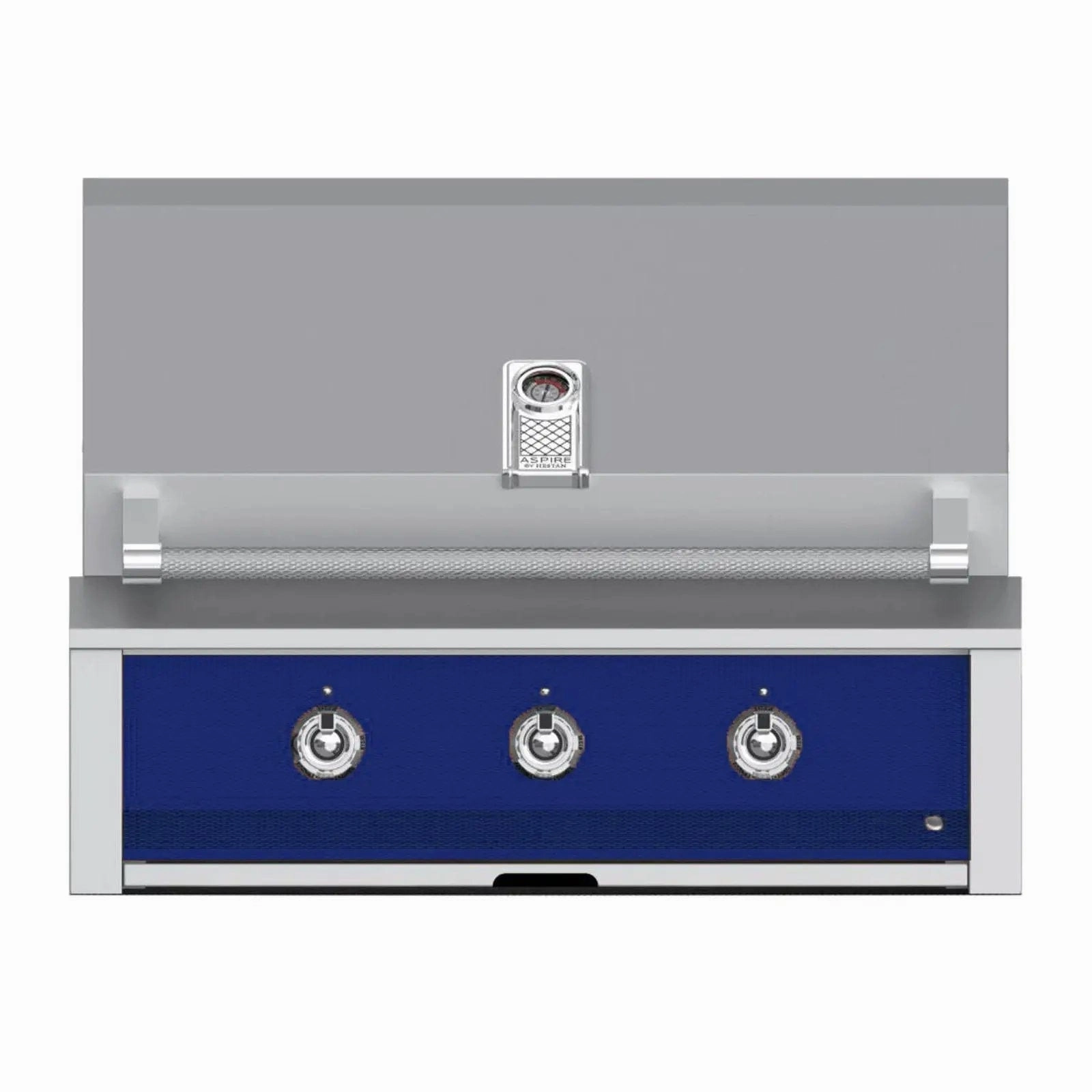 Aspire by Hestan 36-inch Liquid Propane Gas Grill with Burner and Sear EMB36-LP-DB stainless steel BBQ grill with side table