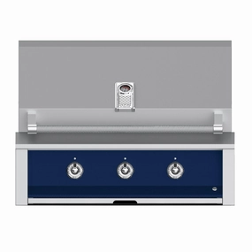 Aspire by Hestan 36-inch Liquid Propane Grill with 3 Burners EAB36-LP-DB stainless steel BBQ grill with side table