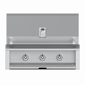 Aspire by Hestan 36-inch Liquid Propane Grill with 3 Burners EAB36-LP stainless steel BBQ grill with side table