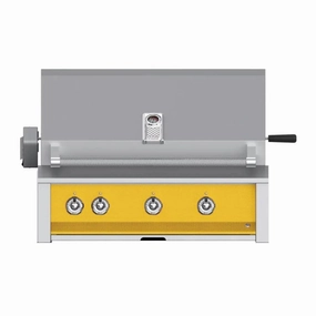 Aspire by Hestan 36-Inch Natural Gas Grill, with Burner,Sear and Rotisserie EMBR36-NG-YW stainless steel BBQ grill with side table