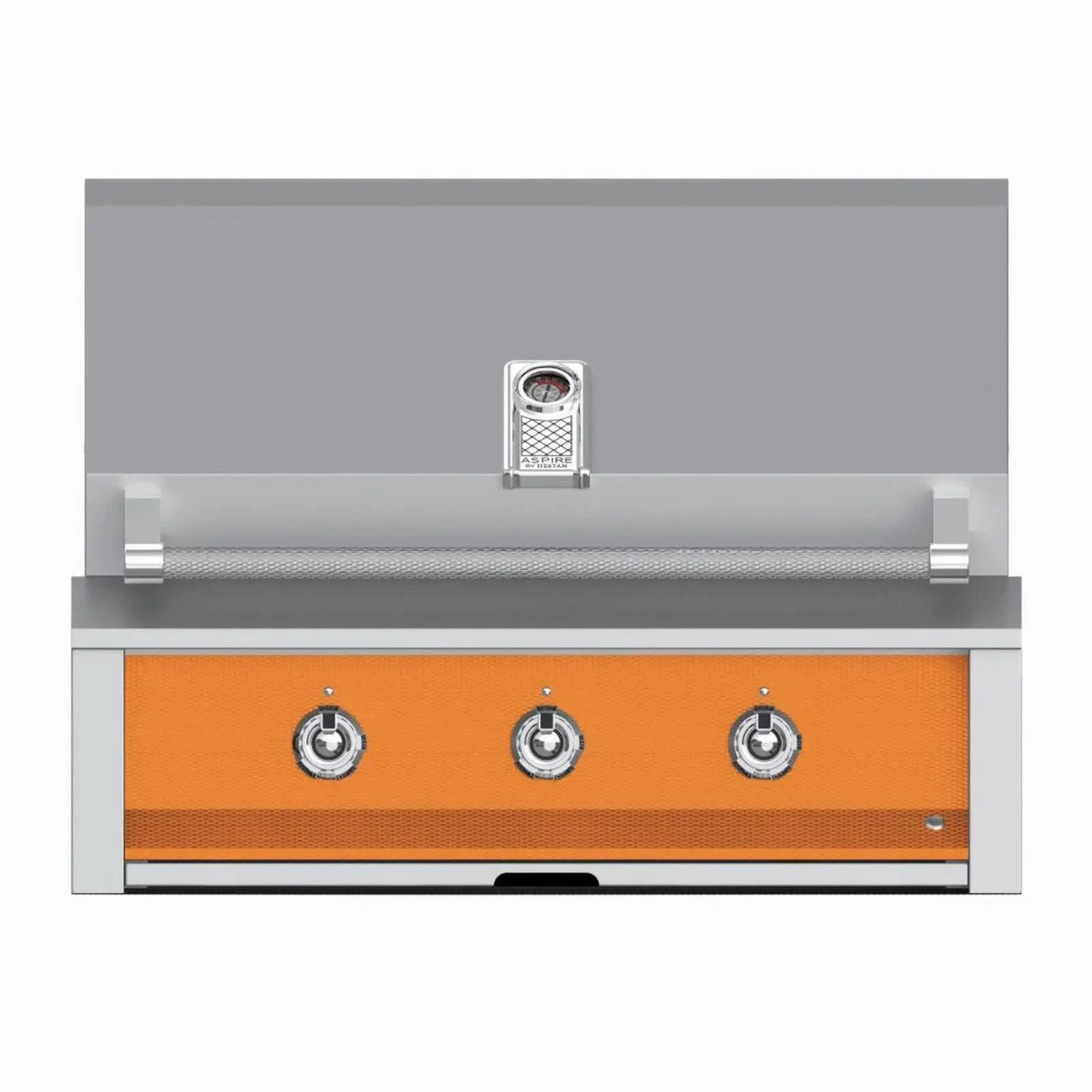Aspire by Hestan 36-Inch Natural Gas Grill with Dual Burner and Sear EMB36-NG-OR stainless steel BBQ grill with side table