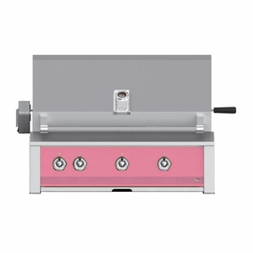 Aspire by Hestan 36-Inch Natural Gas Grill with U-Burners and Rotisserie EABR36-NG-PK stainless steel BBQ grill with side table