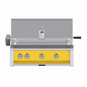Aspire by Hestan 36-Inch Natural Gas Grill with U-Burners and Rotisserie EABR36-NG-YW stainless steel BBQ grill with side table