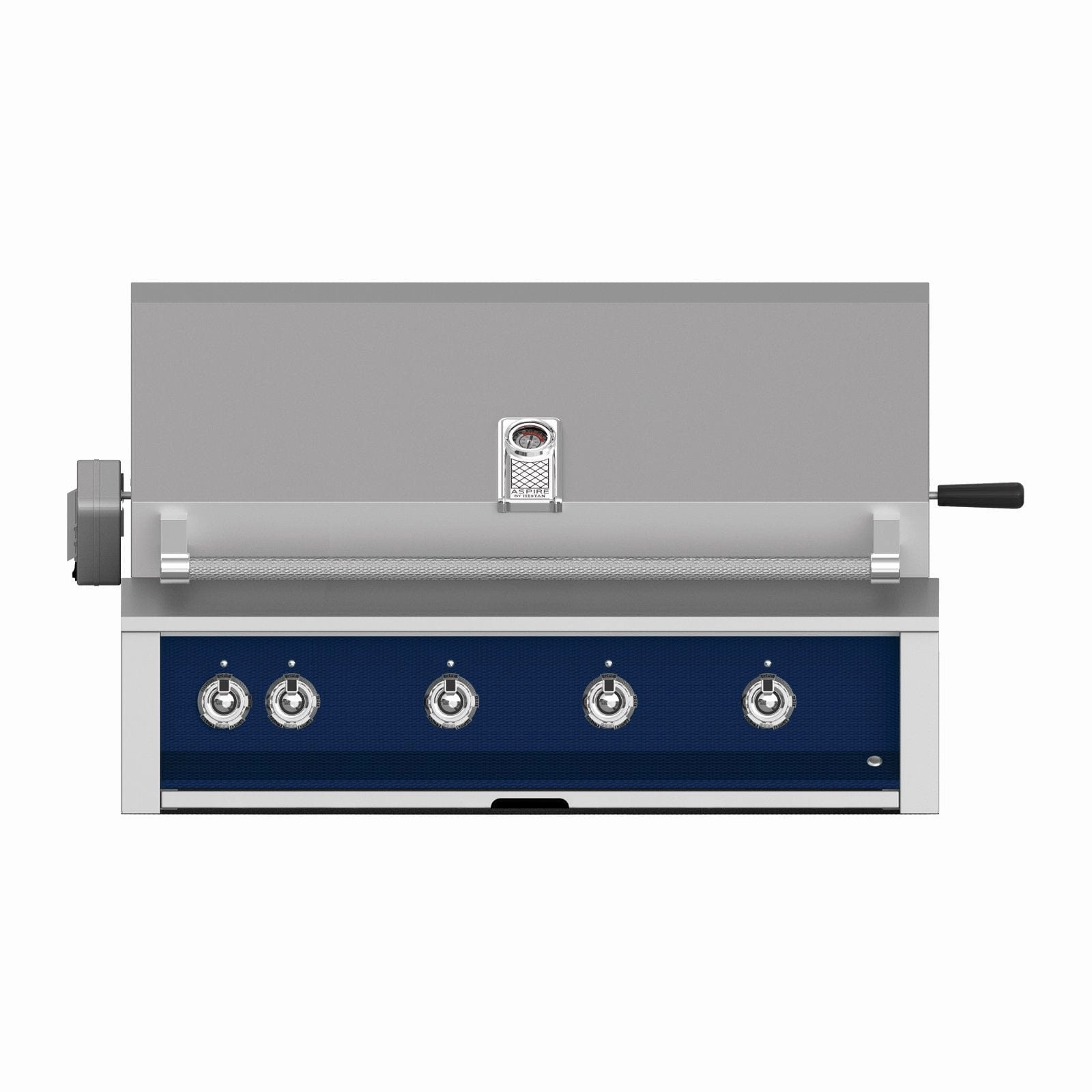 Aspire by Hestan 42 inch Liquid Propane Grill with 4 U-Burners and Rotisserie EABR42-LP-DB stainless steel BBQ grill with side table