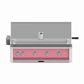 Aspire by Hestan 42 inch Liquid Propane Grill with 4 U-Burners and Rotisserie EABR42-LP-PK stainless steel BBQ grill with side table