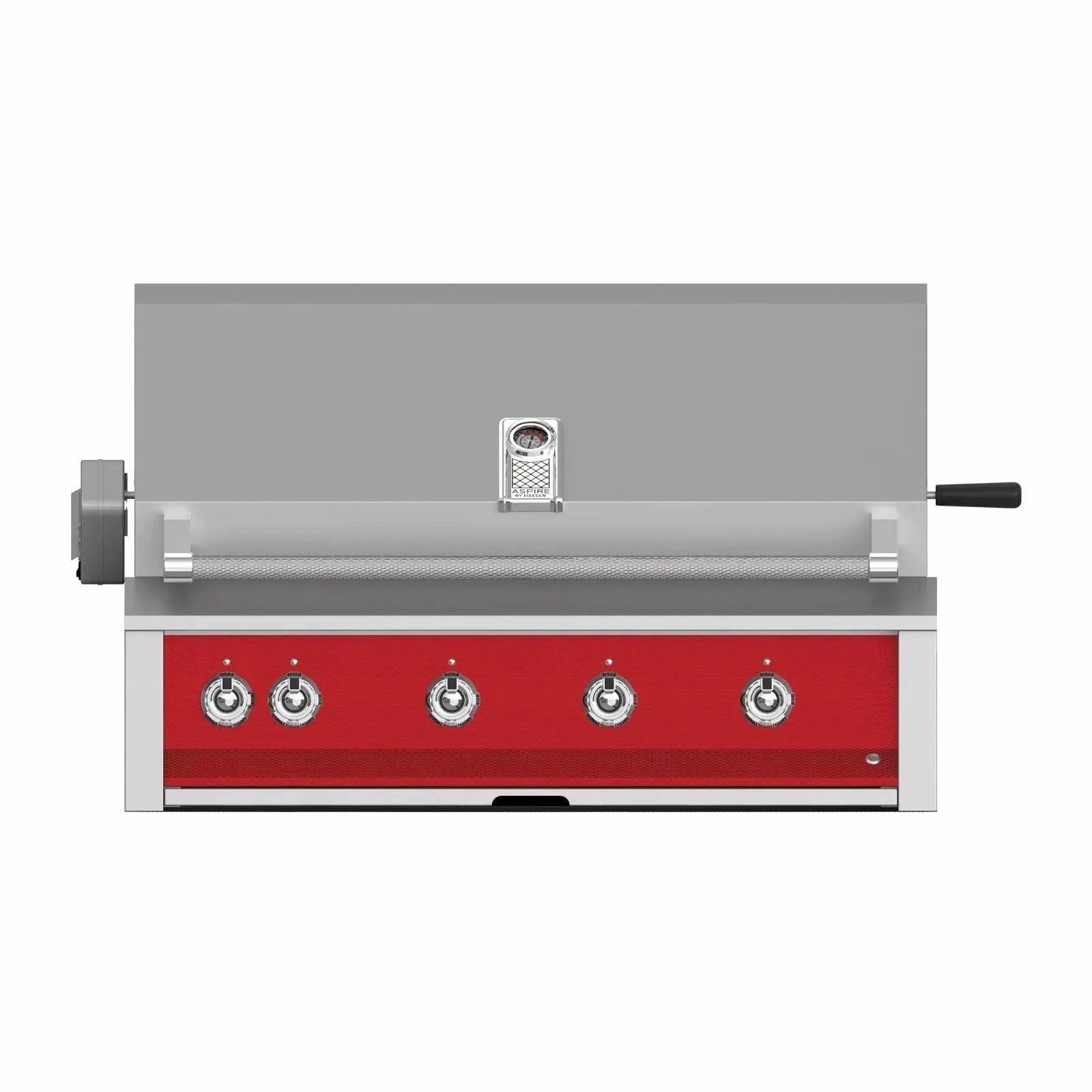 Aspire by Hestan 42 inch Liquid Propane Grill with 4 U-Burners and Rotisserie EABR42-LP-RD stainless steel BBQ grill with side table