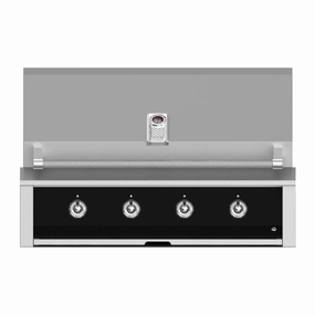 Aspire by Hestan 42-Inch Natural Gas Grill with 3 U-Burner and 1 Sear EMB42-NG-BK stainless steel BBQ grill with side table
