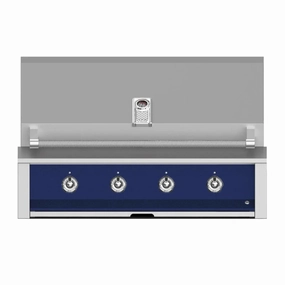 Aspire by Hestan 42-Inch Natural Gas Grill with 3 U-Burner and 1 Sear EMB42-NG-DB stainless steel BBQ grill with side table