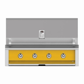 Aspire by Hestan 42-Inch Natural Gas Grill with 4 U-Burners EAB42-NG-YW stainless steel BBQ grill with side table