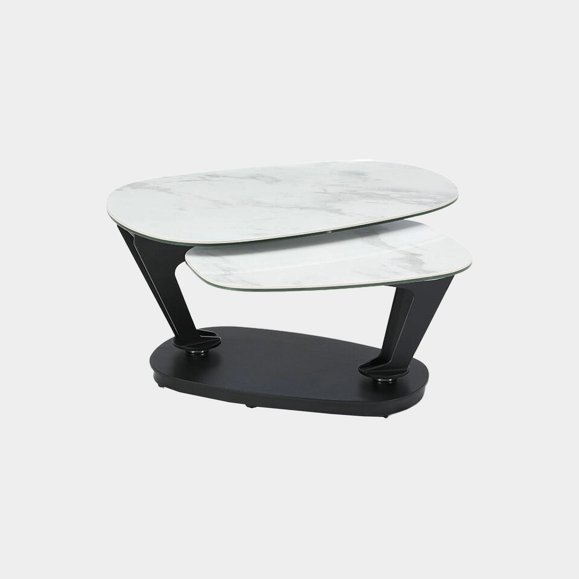 Atlantic - Swivel Coffee Table Carrara Effect Ceramic/Sandy Black Baseoutdoor coffee table for patio or lounge