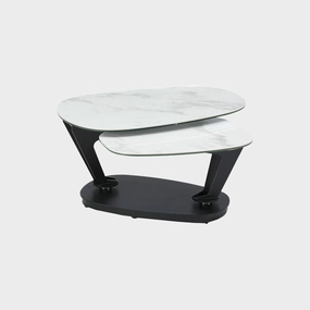 Atlantic - Swivel Coffee Table Carrara Effect Ceramic/Sandy Black Baseoutdoor coffee table for patio or lounge