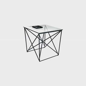 Atlas - Lamp Table In Glass Finish & Black Metal Frameoutdoor side table for patio furniture