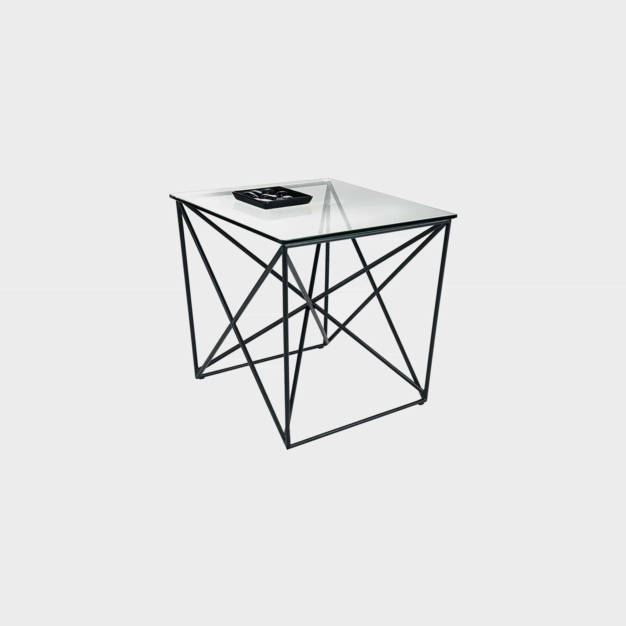 Atlas - Lamp Table In Glass Finish & Black Metal Frameoutdoor side table for patio furniture