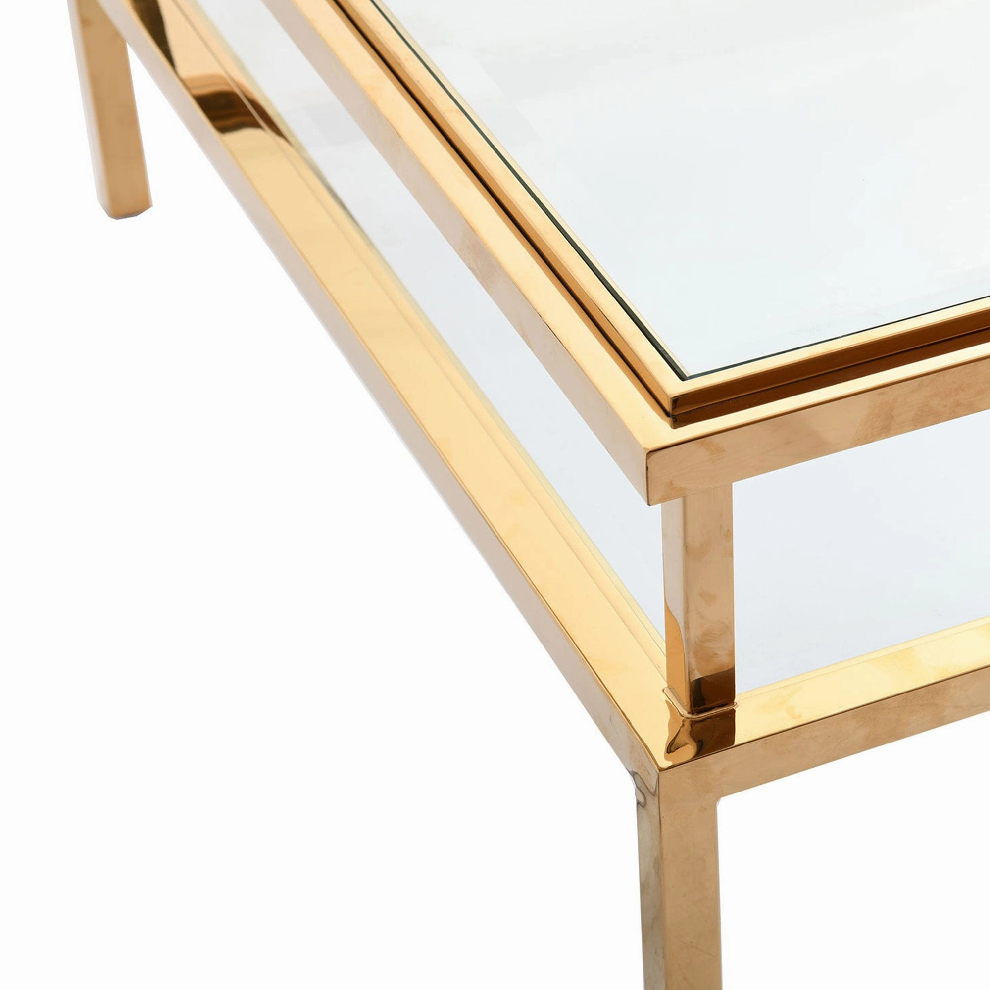 Auric - Coffee Table In Clear Glass & Gold Polished Stainless Steel Frame