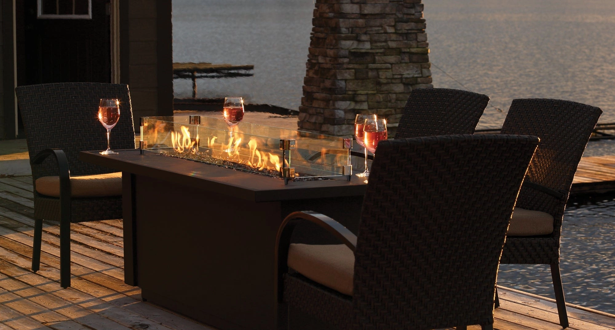 Barbara Jean Collection 24" OLT24 Linear Outdoor Gas Fire Tableportable outdoor fire pit with lid