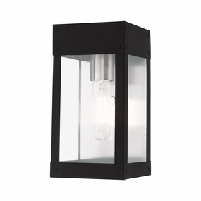 Barrett One Light Outdoor Wall Lantern Black w/ Brushed Nickel w/ Brushed Nickel Stainless SteelOutdoor wall sconces with motion sensor