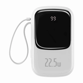 Baseus Qpow 22.5W Digital Display Power Bank 20000Mah With Type C Cable - White Shop Today Save