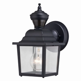 Bedford One Light Outdoor Motion Sensor Wall Light Textured BlackOutdoor wall sconces with motion sensor
