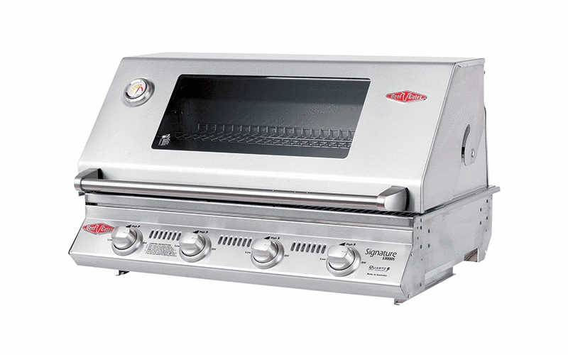 BeefEater Signature S3000SS 32" 4-Burner Premium Built-In Barbecue Grill 12840S stainless steel BBQ grill with side table