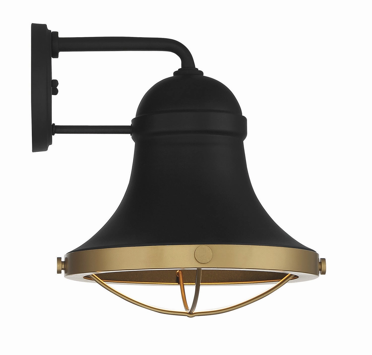 Belmont One Light Wall Sconce Textured Black with Warm Brass