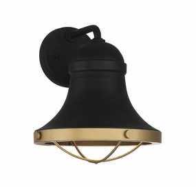 Belmont One Light Wall Sconce Textured Black with Warm BrassOutdoor wall sconces with motion sensor