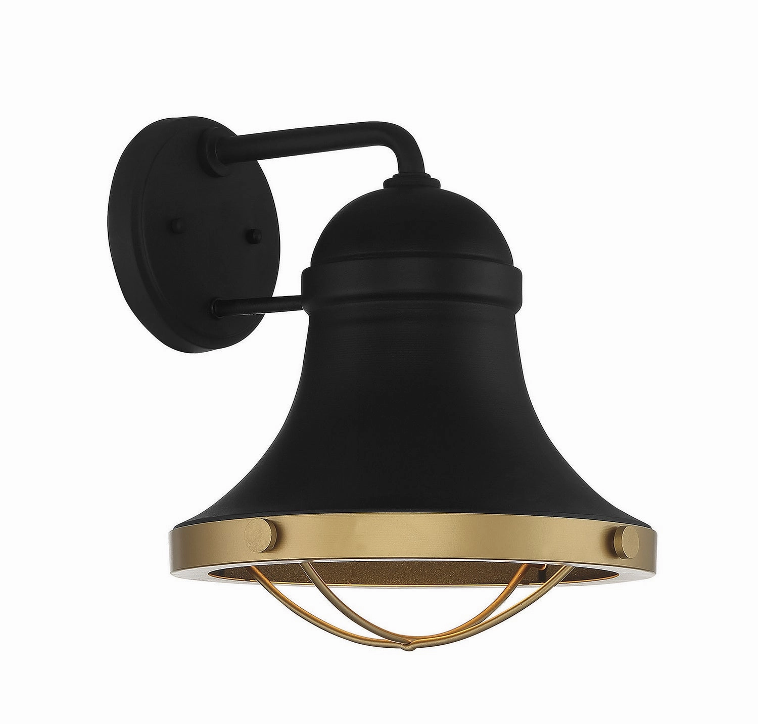 Belmont One Light Wall Sconce Textured Black with Warm Brass