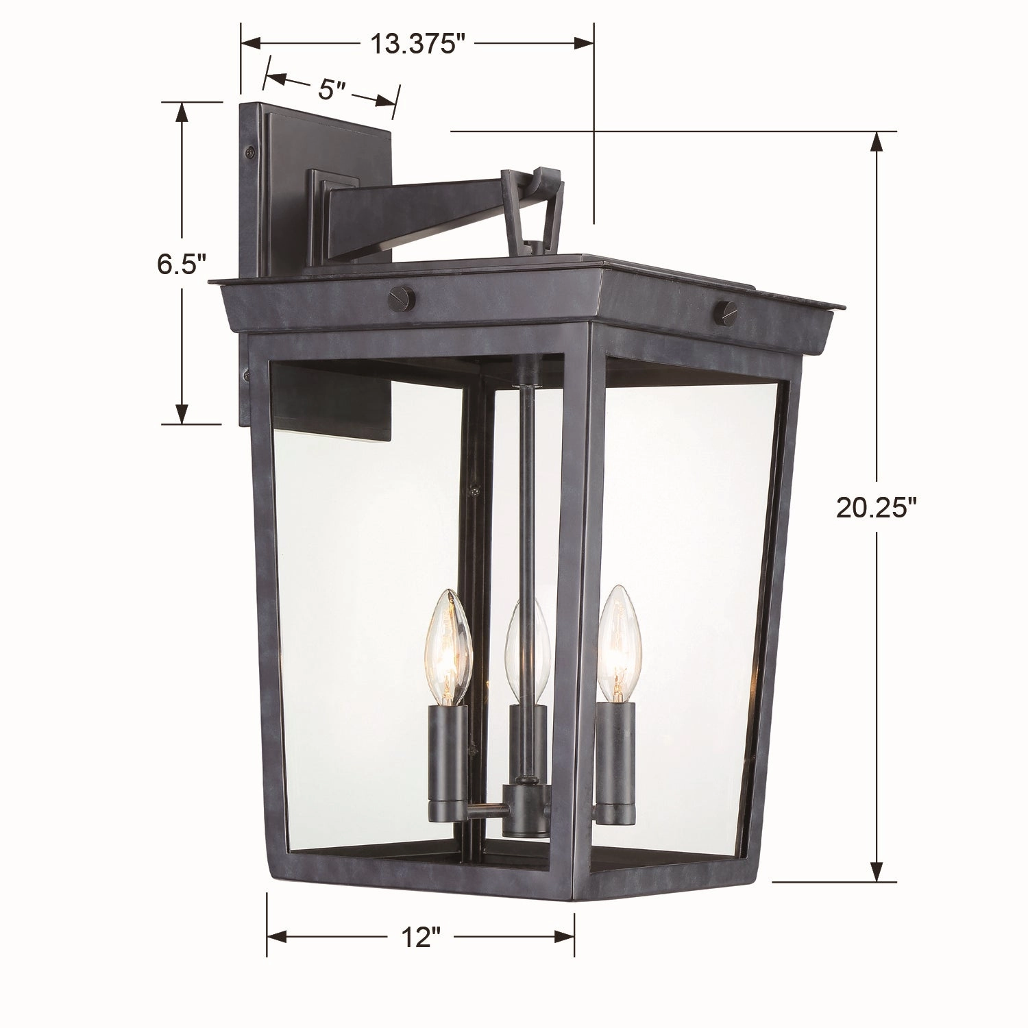 Belmont Three Light Outdoor Wall Sconce Graphite