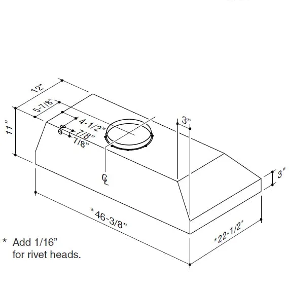 Best Range Hoods CP37I482SB 46-3/8" Stainless Steel Built-In Range Hood With 1350 Max Cfm Internal Blower