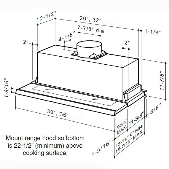 Best Range Hoods U10236SBI 36" Stainless Steel Built-In Range Hood With 575 Max Cfm Internal Blower