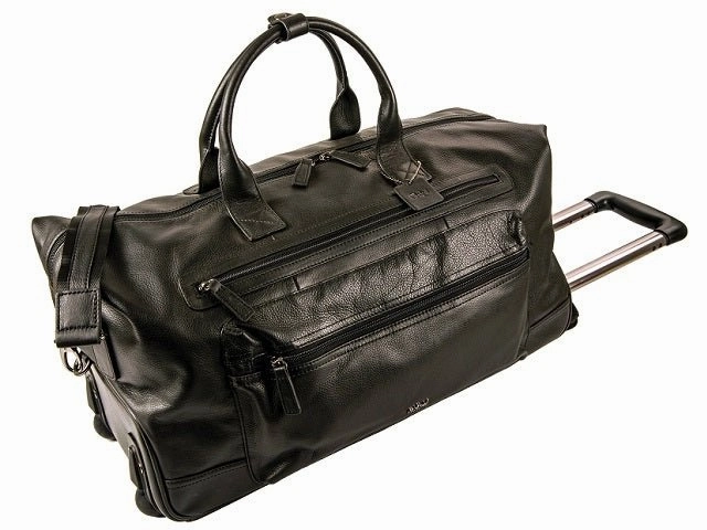Dont Wait Save Today Adpel Navigator Leather Weekender Trolley Travel Duffel Bag | Black