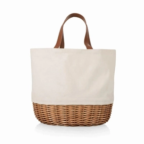 Canvas & Wicker Picnic Bag - Available In 3 Color Patterns Online Exclusive Offer Weekend Sale Special
