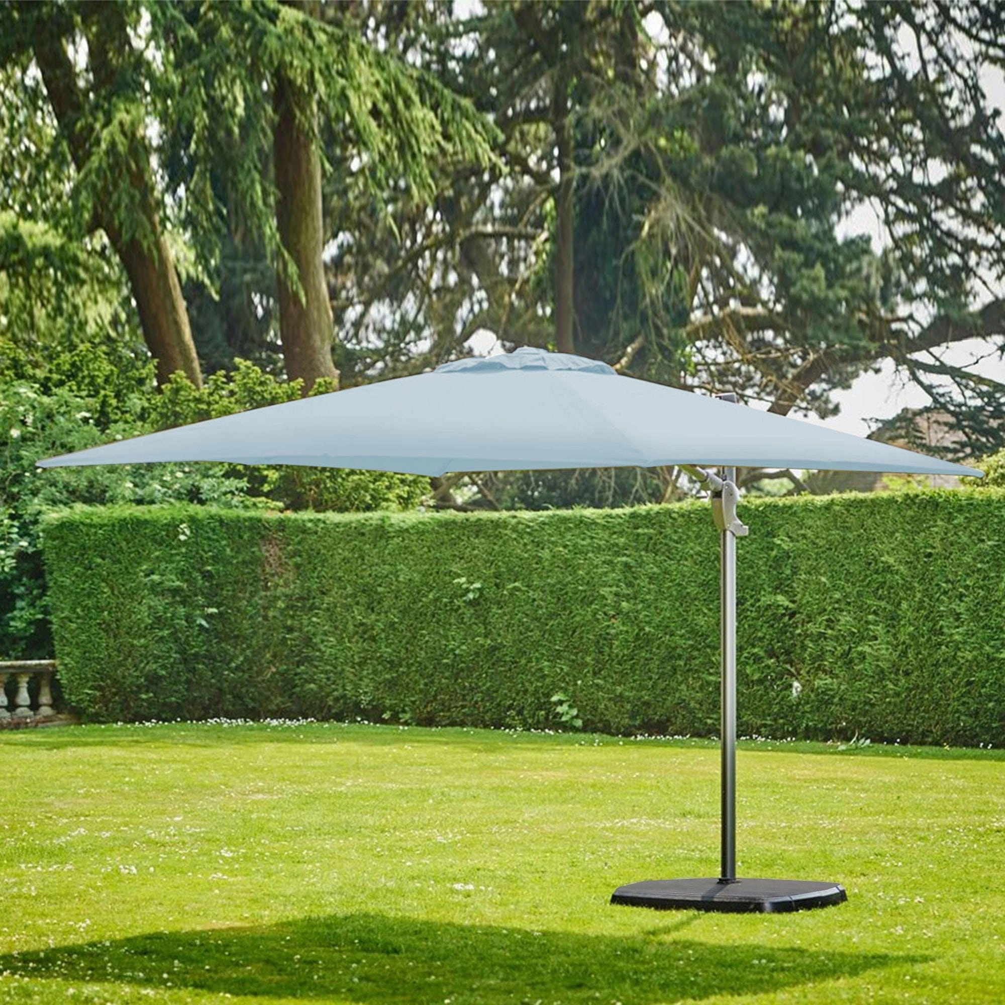Biarritz - 3m x 3m Square Parasol In Duck Egg Blue With Sand & Water Base