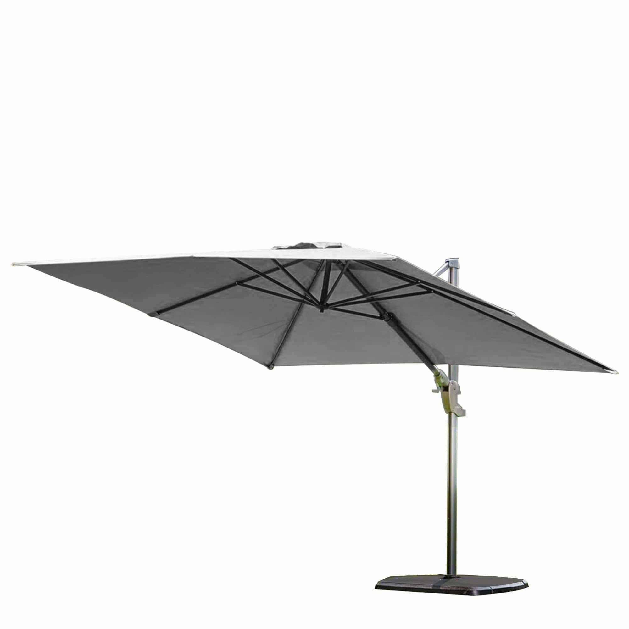 Biarritz - 3m x 3m Square Parasol Inc Cover In Grey With Sand & Water Baseadjustable height outdoor parasol