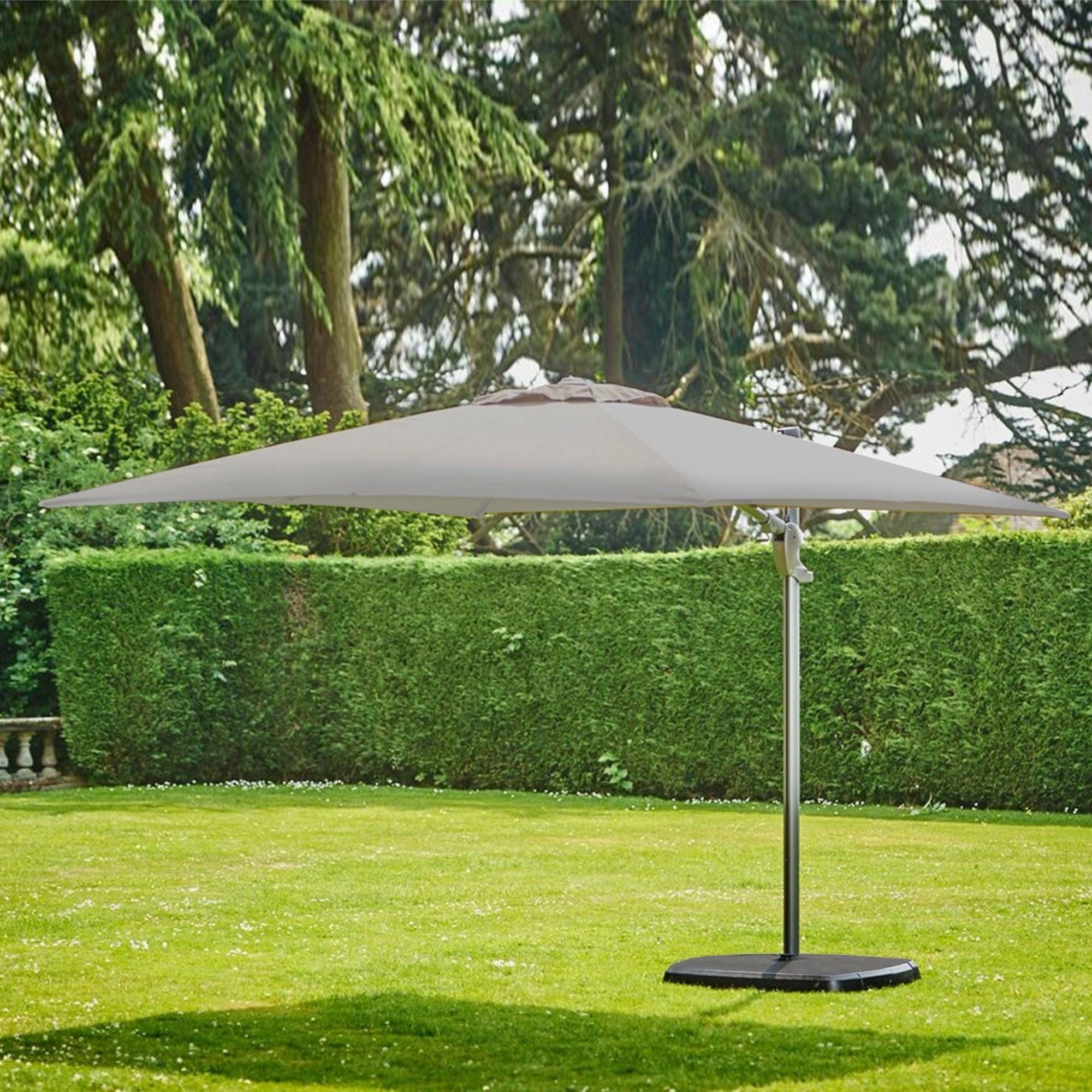 Biarritz - 3m x 3m Square Parasol Inc Cover In Grey With Sand & Water Base