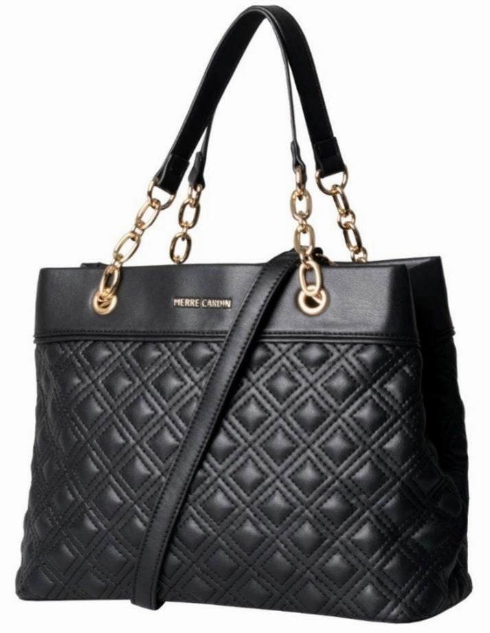 Sweet Deal Today Pierre Cardin Kylie Chain Quilted Satchel Handbag | Black