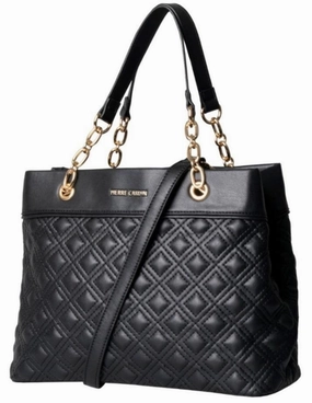 Sweet Deal Today Pierre Cardin Kylie Chain Quilted Satchel Handbag | Black