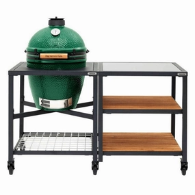 Big Green Egg Charcoal BBQ - Large Modular Nest & Expansion Frame Bundle outdoor kitchen cooking station with sink