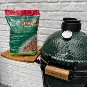Big Green Egg Cherry Smoking Chips outdoor kitchen cooking station with sink