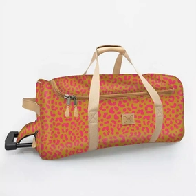 Thandana Laminated Fabric Wheeled Duffel Bag | Cheetah Preppy Save Today Event
